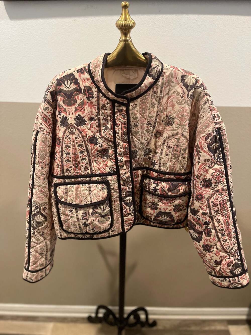 7 For All Mankind Quilted Paisley Print Jacket Size M boho chic